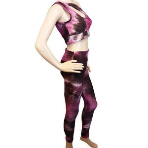 A.Q. Sport Jogger Crop‎ Top Set Violet Pink Stretchy size M